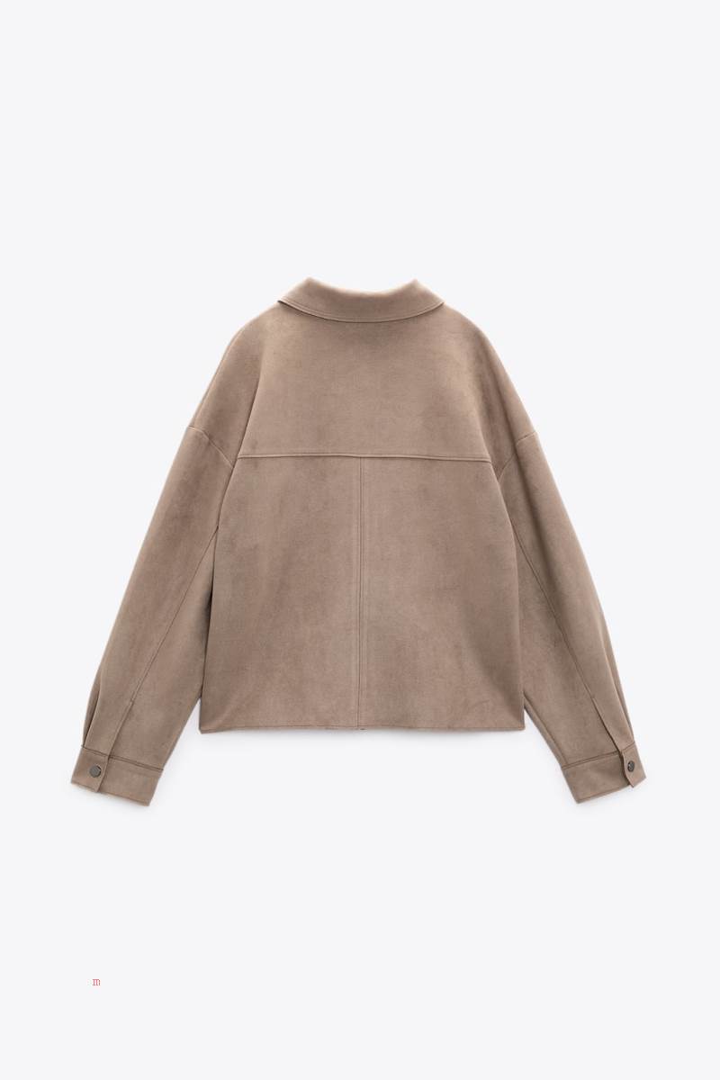 ZARA FAUX SUEDE SHORT Övertröja Dam Grå | WKEAG-6348