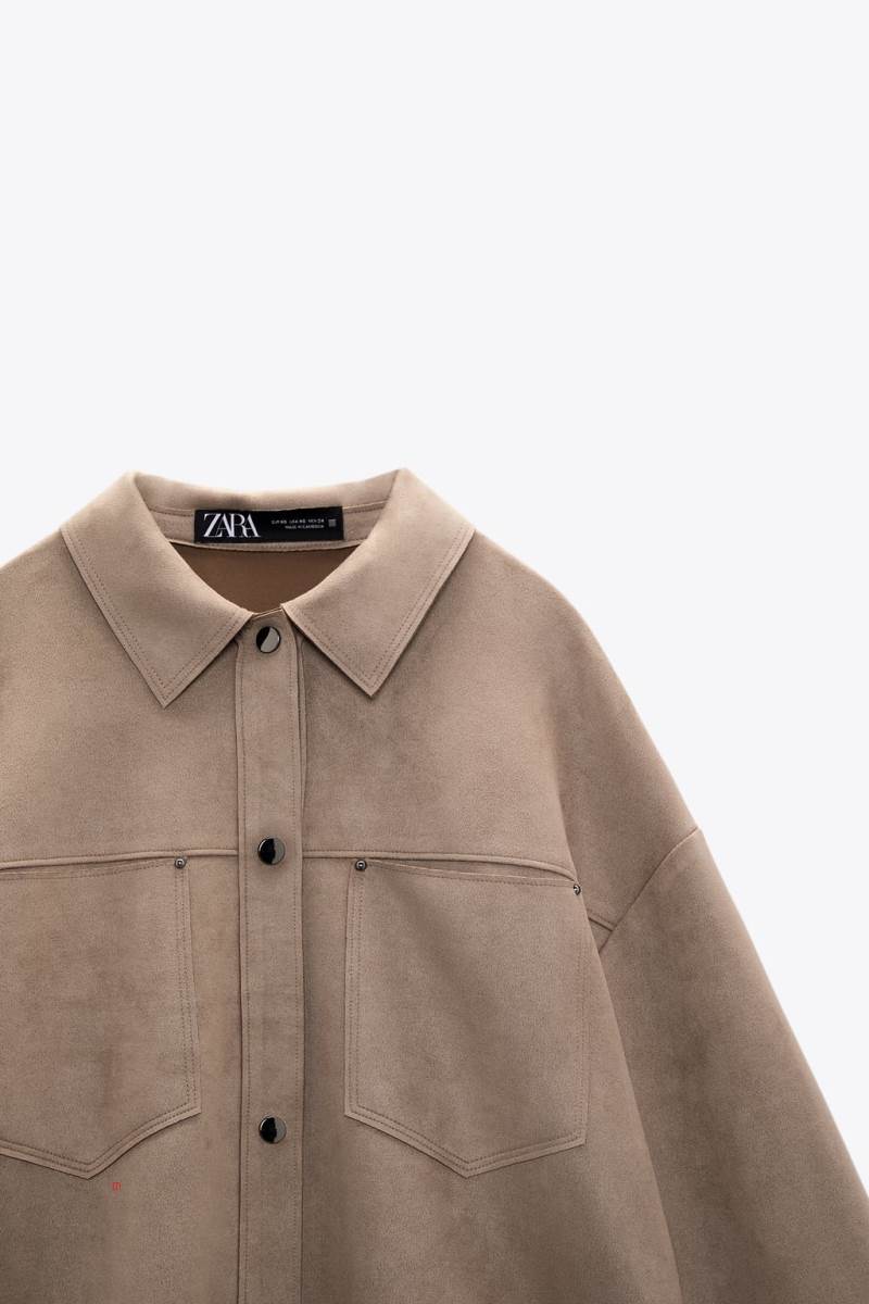 ZARA FAUX SUEDE SHORT Övertröja Dam Grå | WKEAG-6348