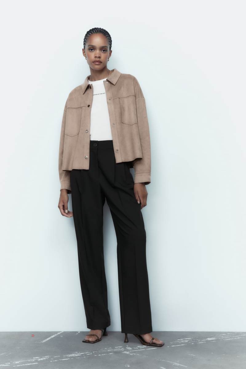 ZARA FAUX SUEDE SHORT Övertröja Dam Grå | WKEAG-6348