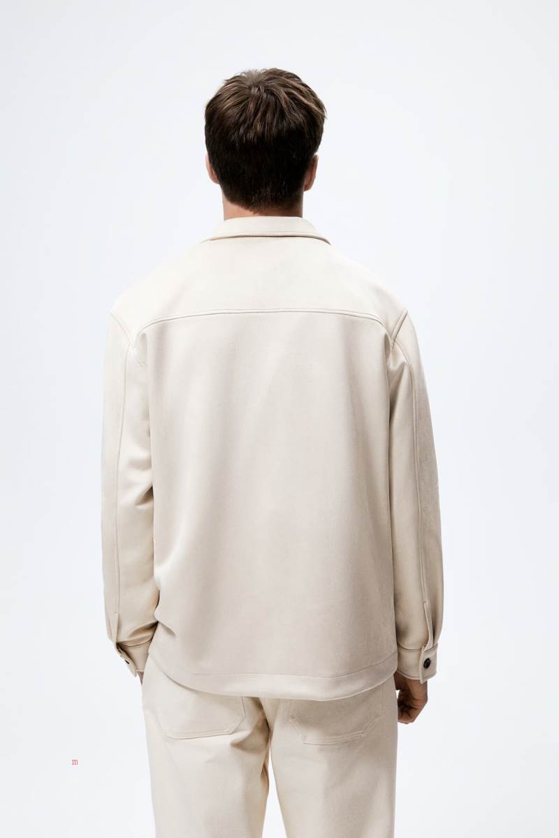 ZARA FAUX SUEDE Övertröja Herr Grå | NGSKJ-5246