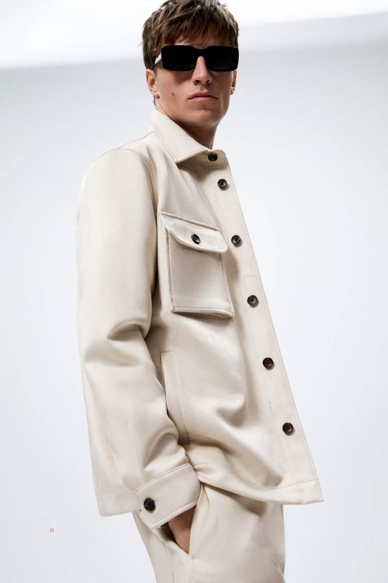 ZARA FAUX SUEDE Övertröja Herr Grå | NGSKJ-5246