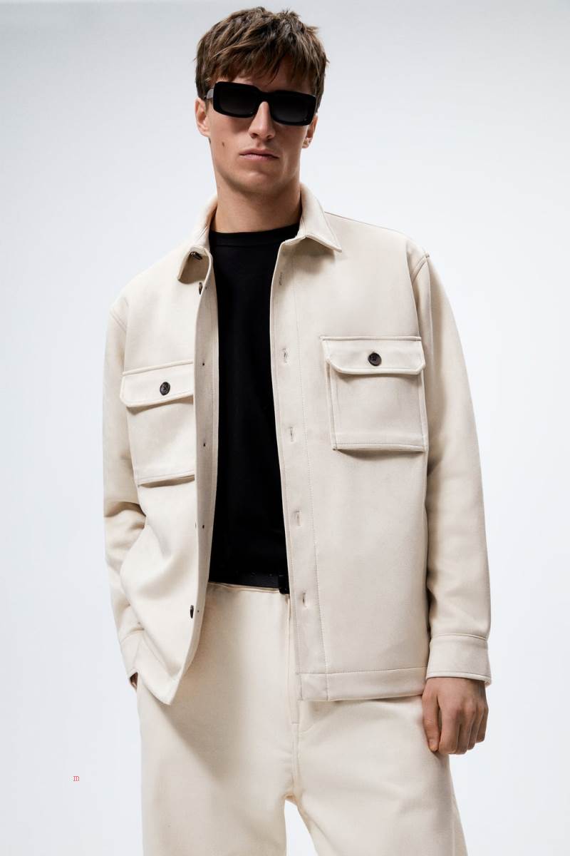 ZARA FAUX SUEDE Övertröja Herr Grå | NGSKJ-5246