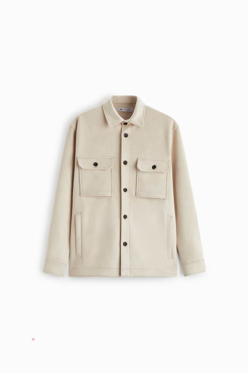 ZARA FAUX SUEDE Övertröja Herr Grå | NGSKJ-5246