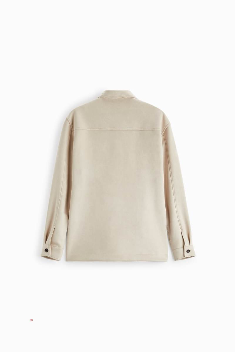 ZARA FAUX SUEDE Övertröja Herr Grå | NGSKJ-5246