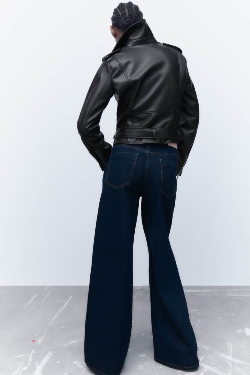 ZARA FAUX Skinnjacka Dam Svarta | GLNCA-7962