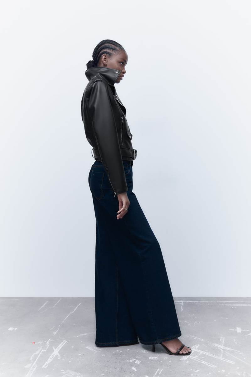 ZARA FAUX Skinnjacka Dam Svarta | GLNCA-7962