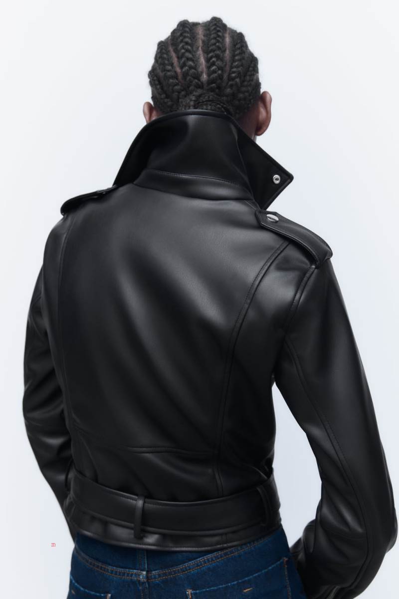 ZARA FAUX Skinnjacka Dam Svarta | GLNCA-7962