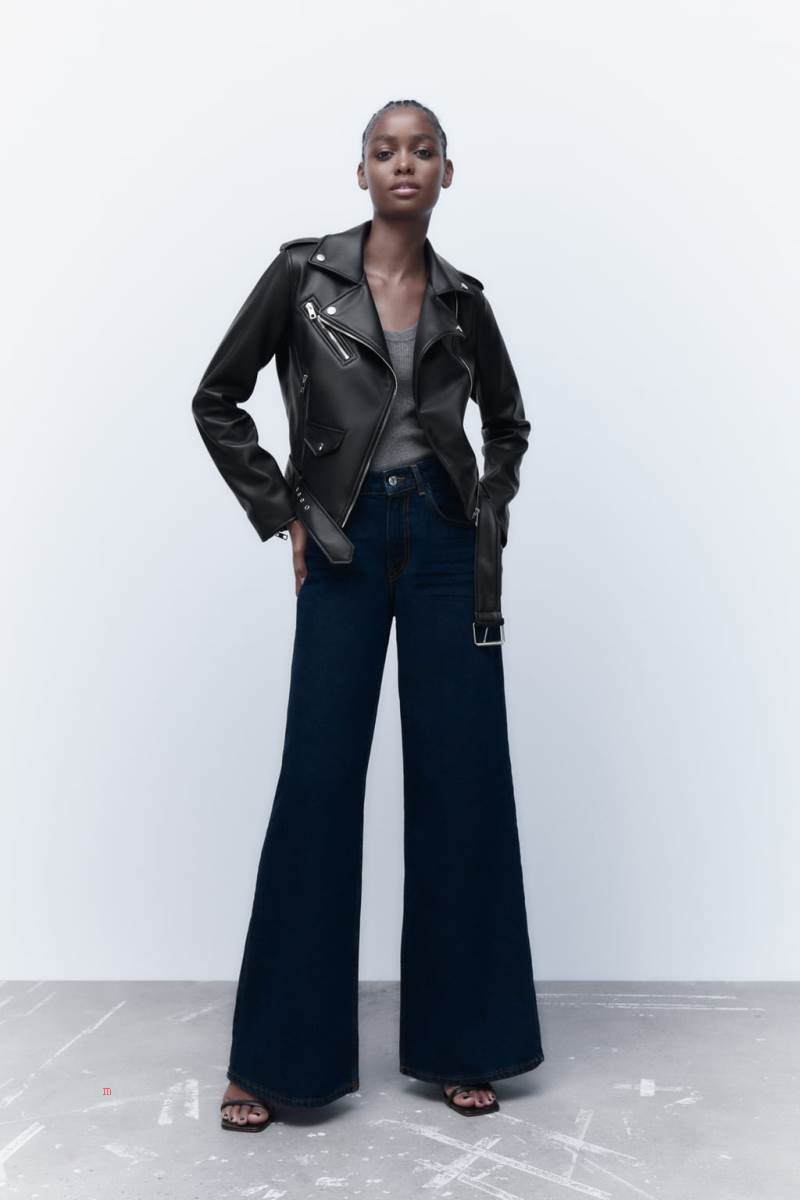 ZARA FAUX Skinnjacka Dam Svarta | GLNCA-7962