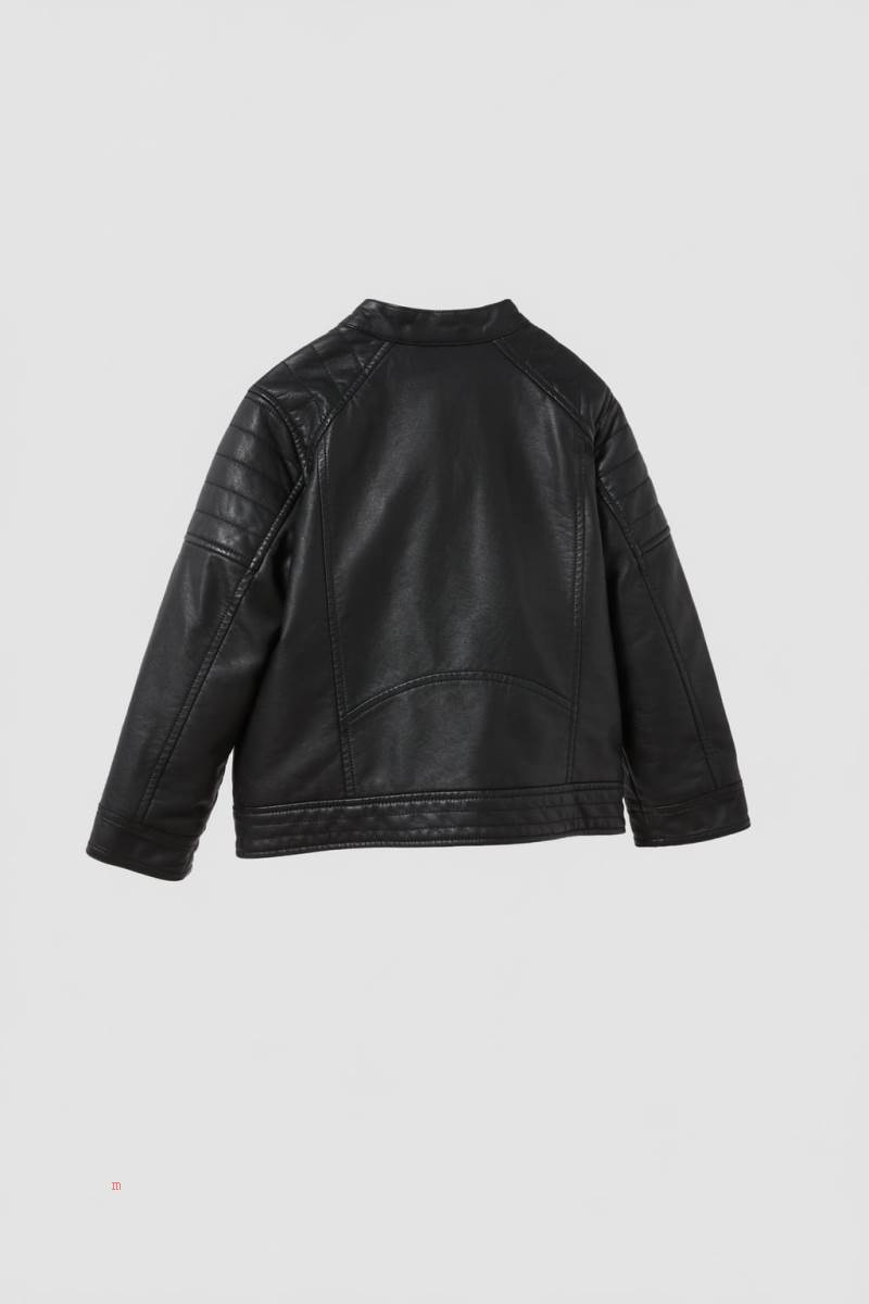 ZARA FAUX Skinnjacka Pojke Svarta | DROQF-8207