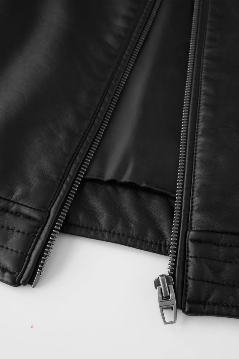 ZARA FAUX Skinnjacka Pojke Svarta | DROQF-8207