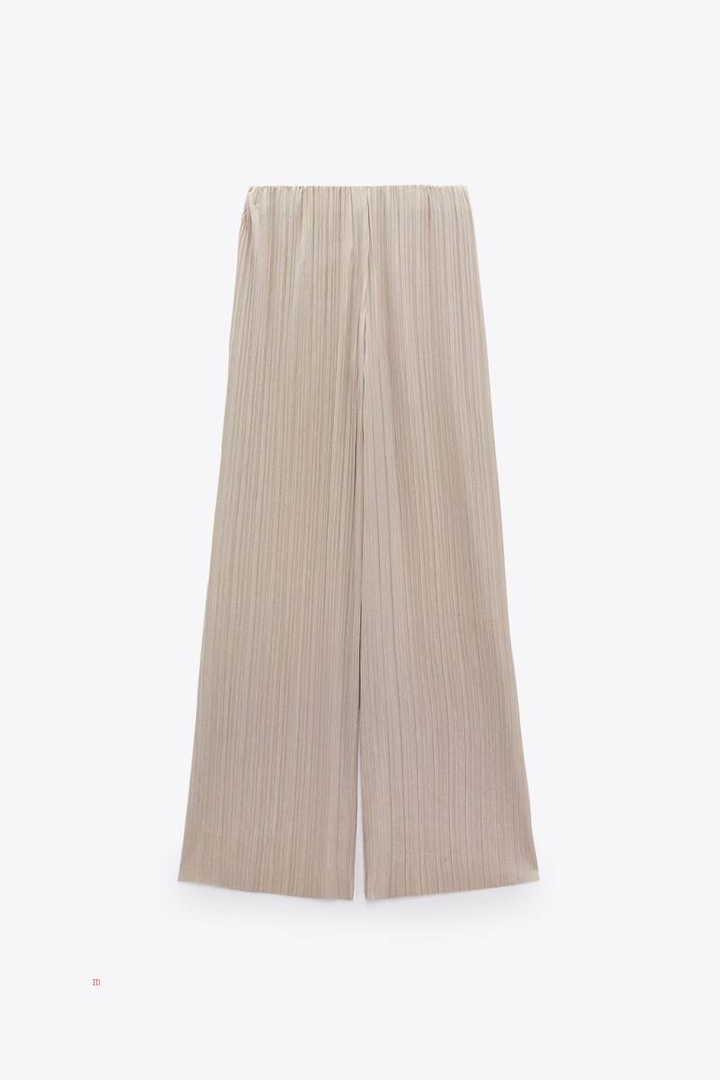 ZARA FINELY PLEATED PALAZZO Byxor Dam Grå | PXNLC-6938