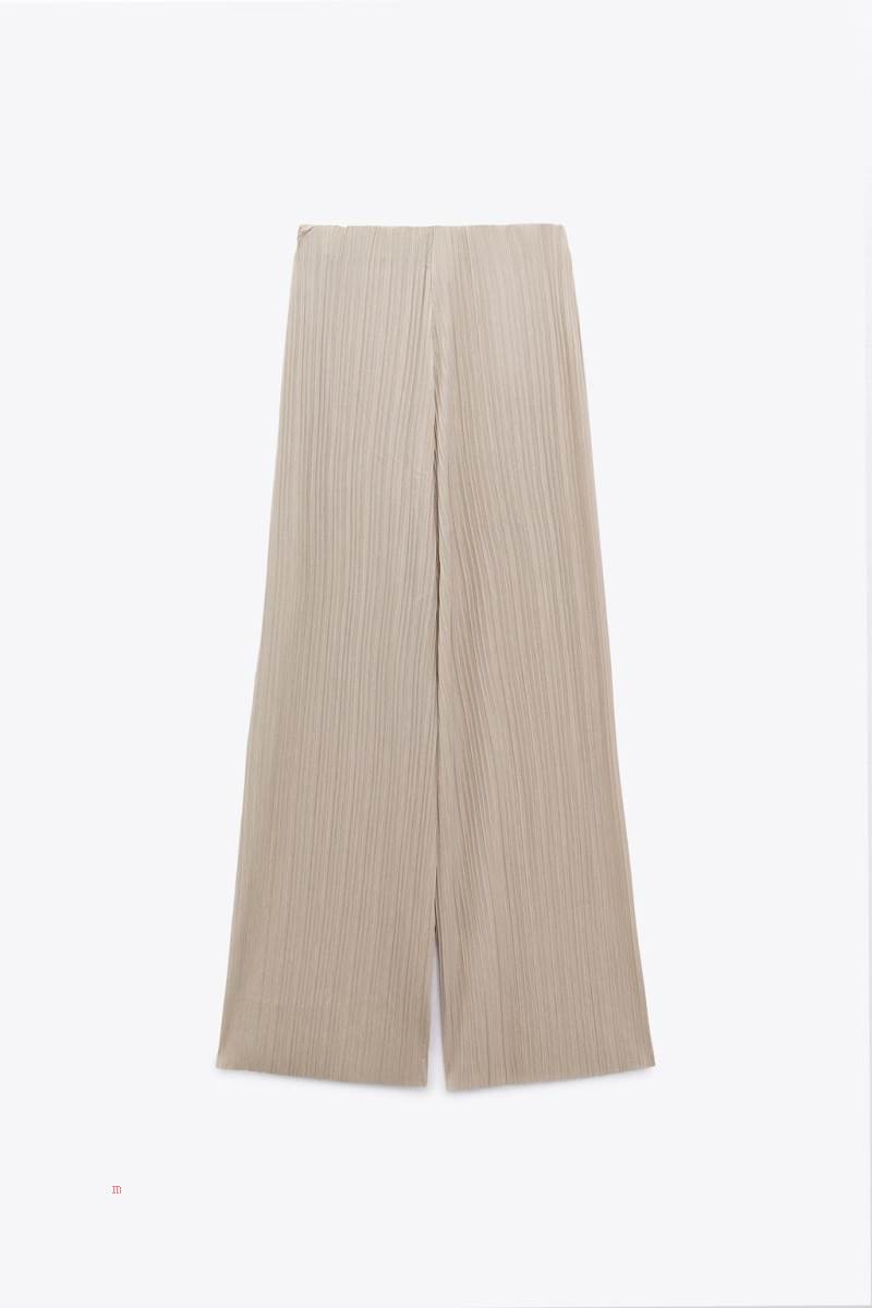ZARA FINELY PLEATED PALAZZO Byxor Dam Grå | PXNLC-6938