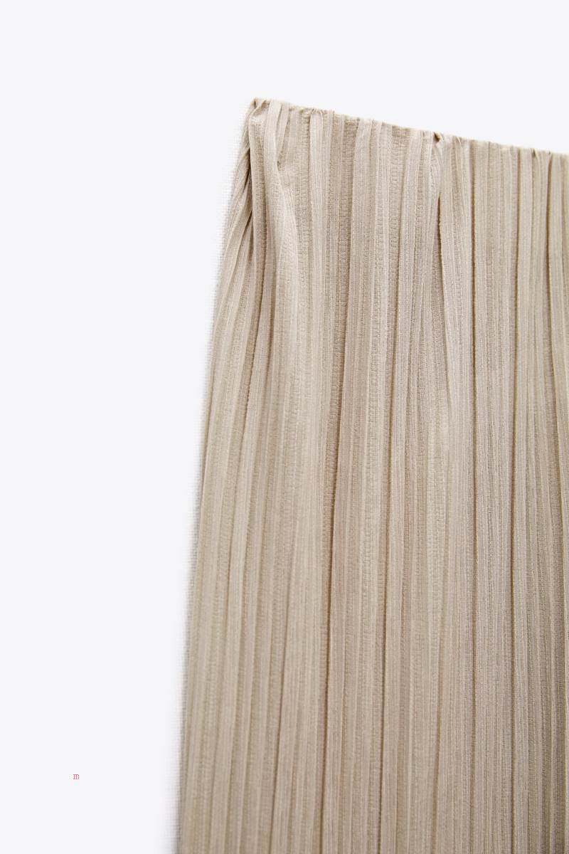 ZARA FINELY PLEATED PALAZZO Byxor Dam Grå | PXNLC-6938
