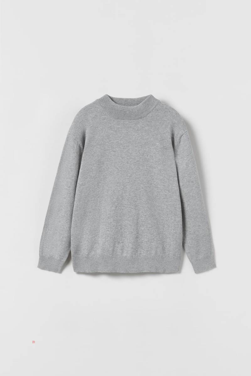 ZARA FINE GAUGE KNIT WITH MOCK NECK Tröjor Pojke Grå | PQHRM-0314