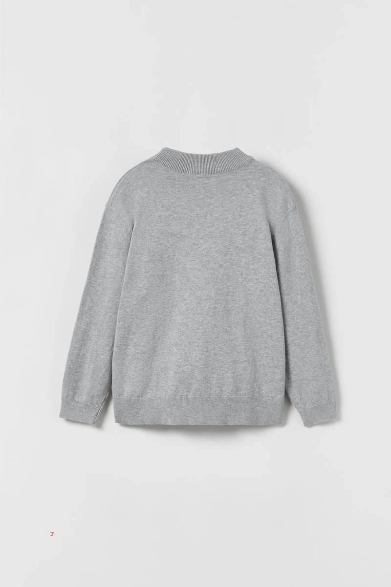 ZARA FINE GAUGE KNIT WITH MOCK NECK Tröjor Tjej Grå | PULXW-3417
