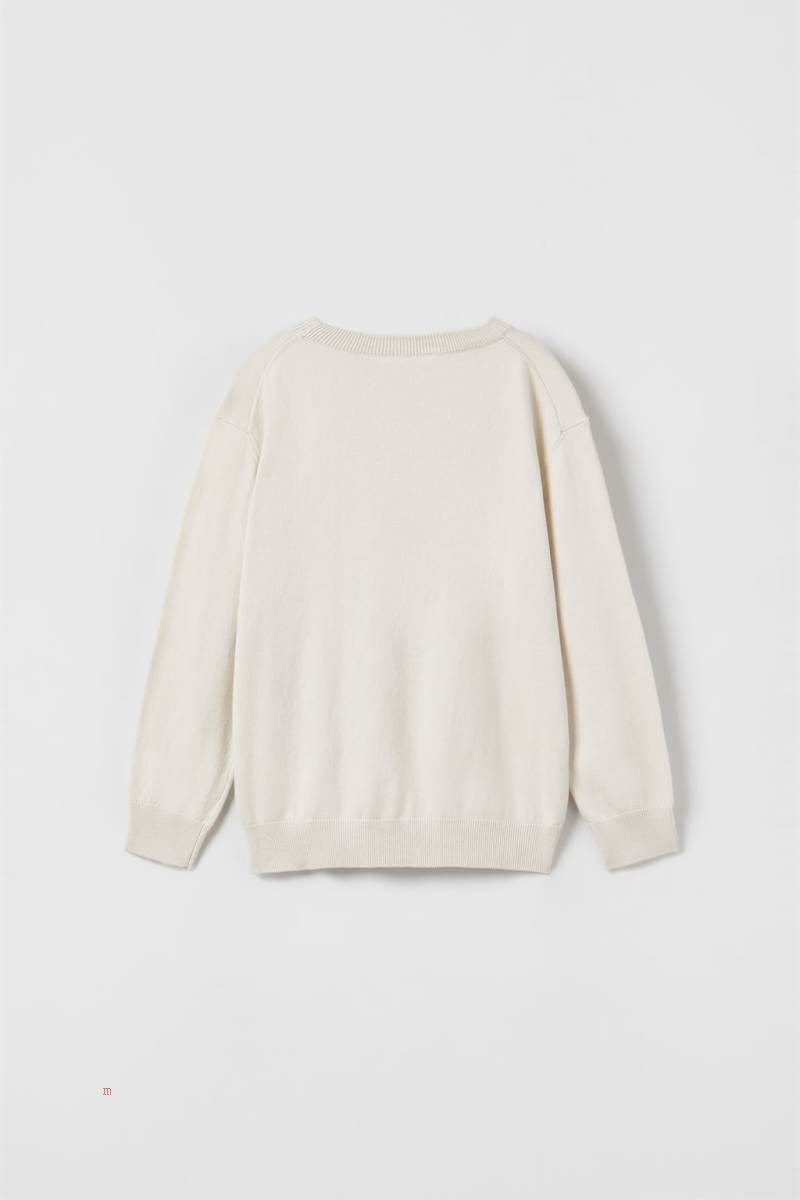 ZARA FINE GAUGE KNIT WITH ROUND NECK Tröjor Pojke Grå Vita | CKFPA-5736