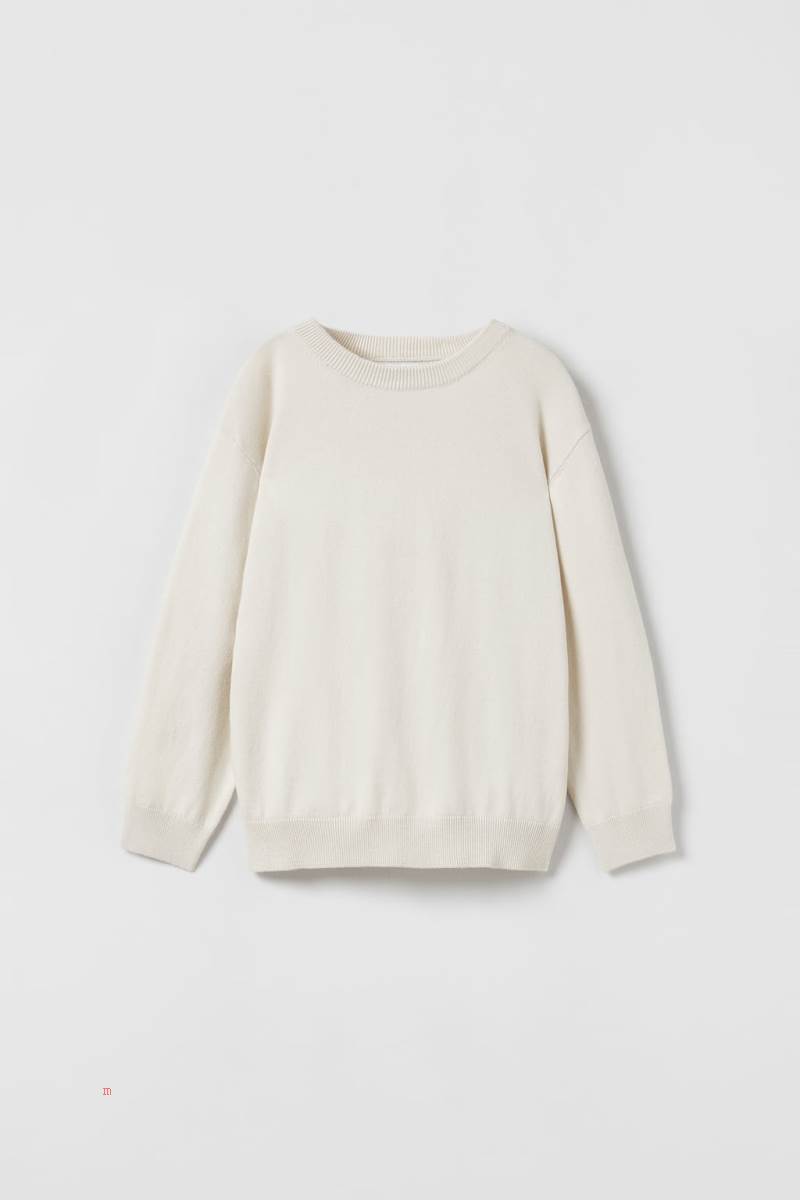 ZARA FINE GAUGE KNIT WITH ROUND NECK Tröjor Pojke Grå Vita | CKFPA-5736