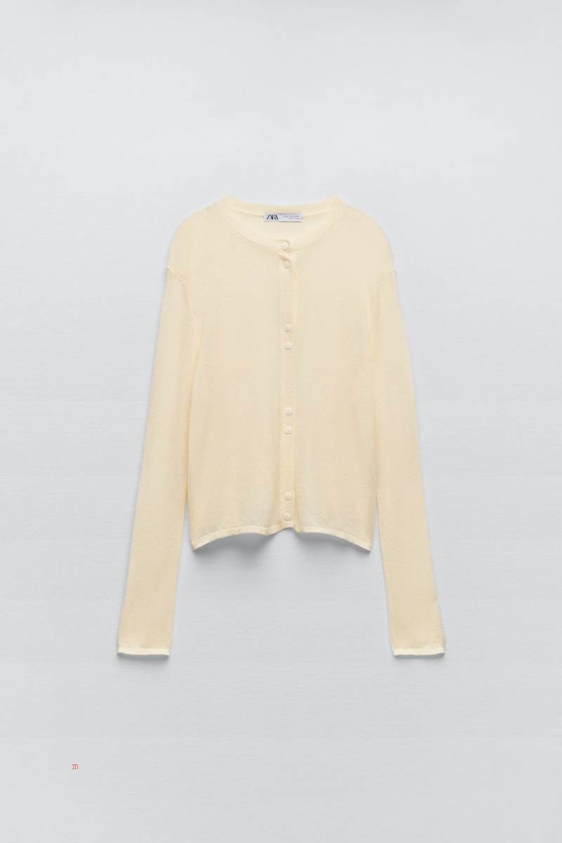 ZARA FINE KNIT Cardigan Dam Ljusgula | AMHLX-4982