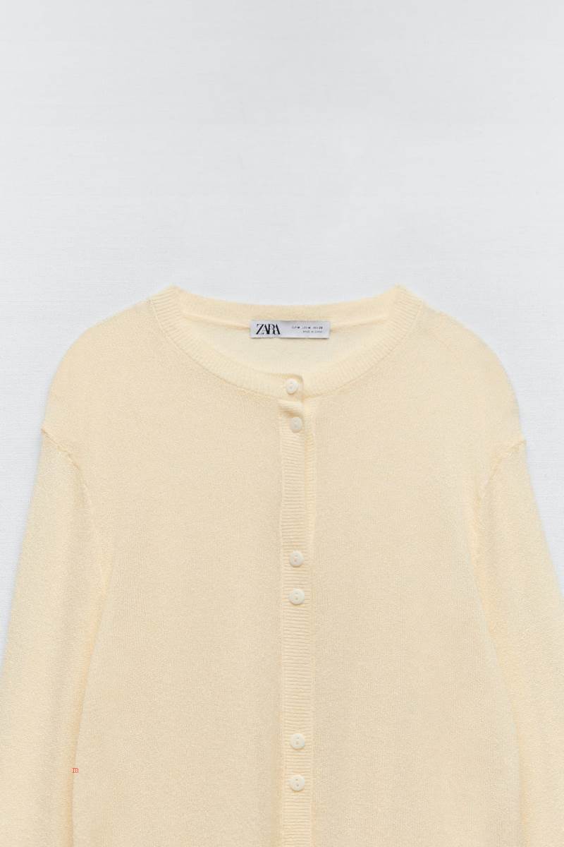 ZARA FINE KNIT Cardigan Dam Ljusgula | AMHLX-4982
