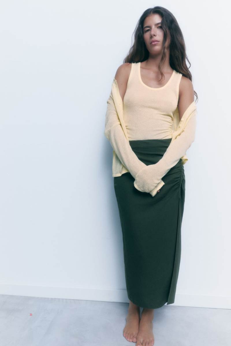 ZARA FINE KNIT Cardigan Dam Ljusgula | AMHLX-4982