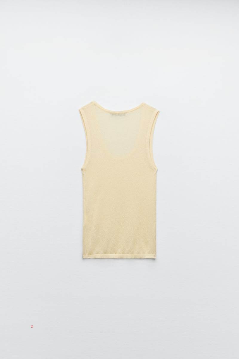 ZARA FINE KNIT TOP Stickat Dam Ljusgula | JLUNI-3854