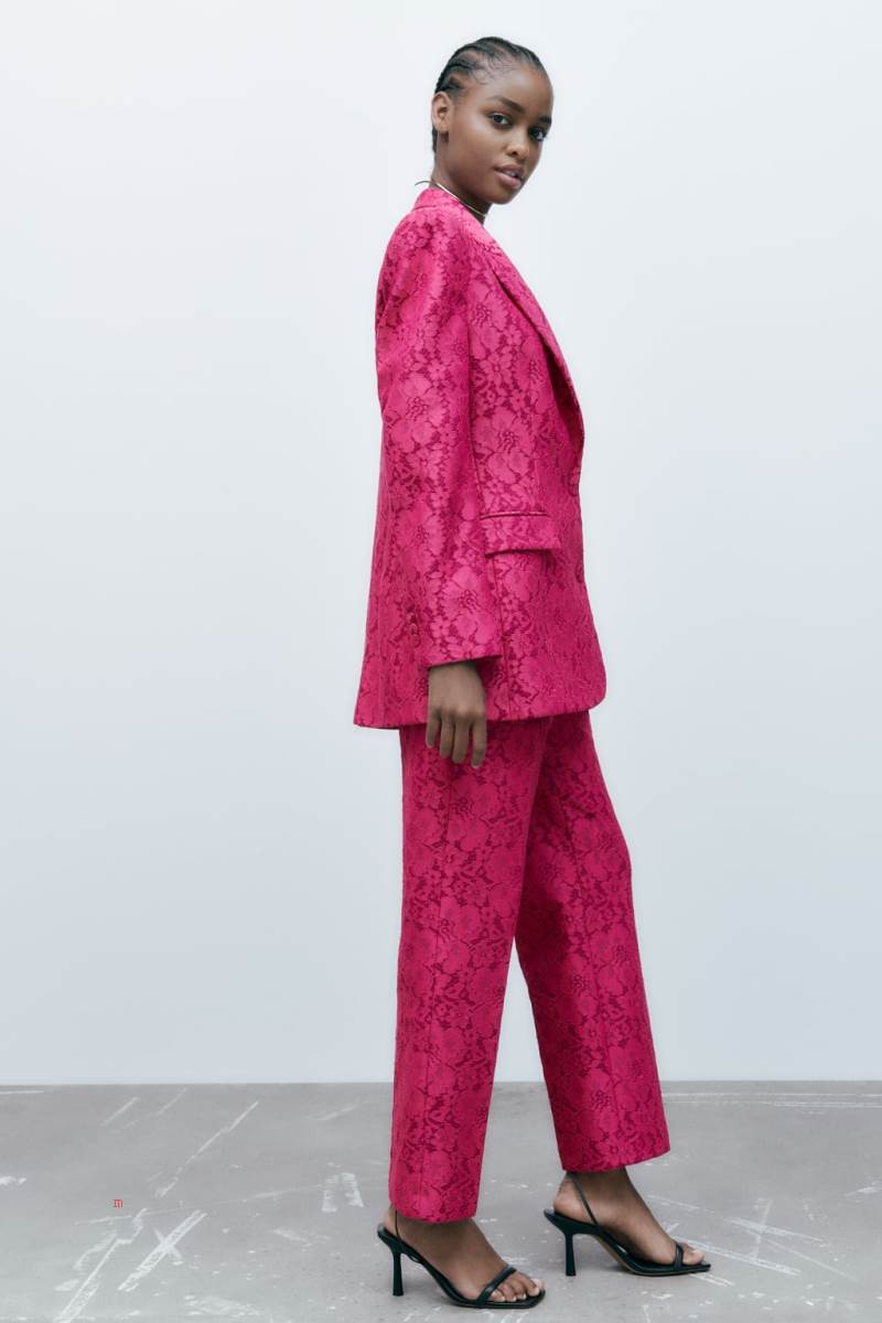 ZARA FITTED LACE Blazers Dam Fuchsia | QDSYG-8452