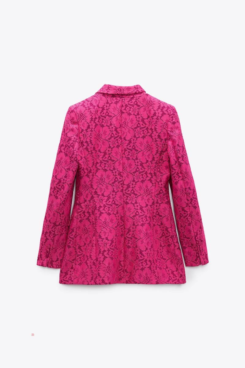 ZARA FITTED LACE Blazers Dam Fuchsia | QDSYG-8452