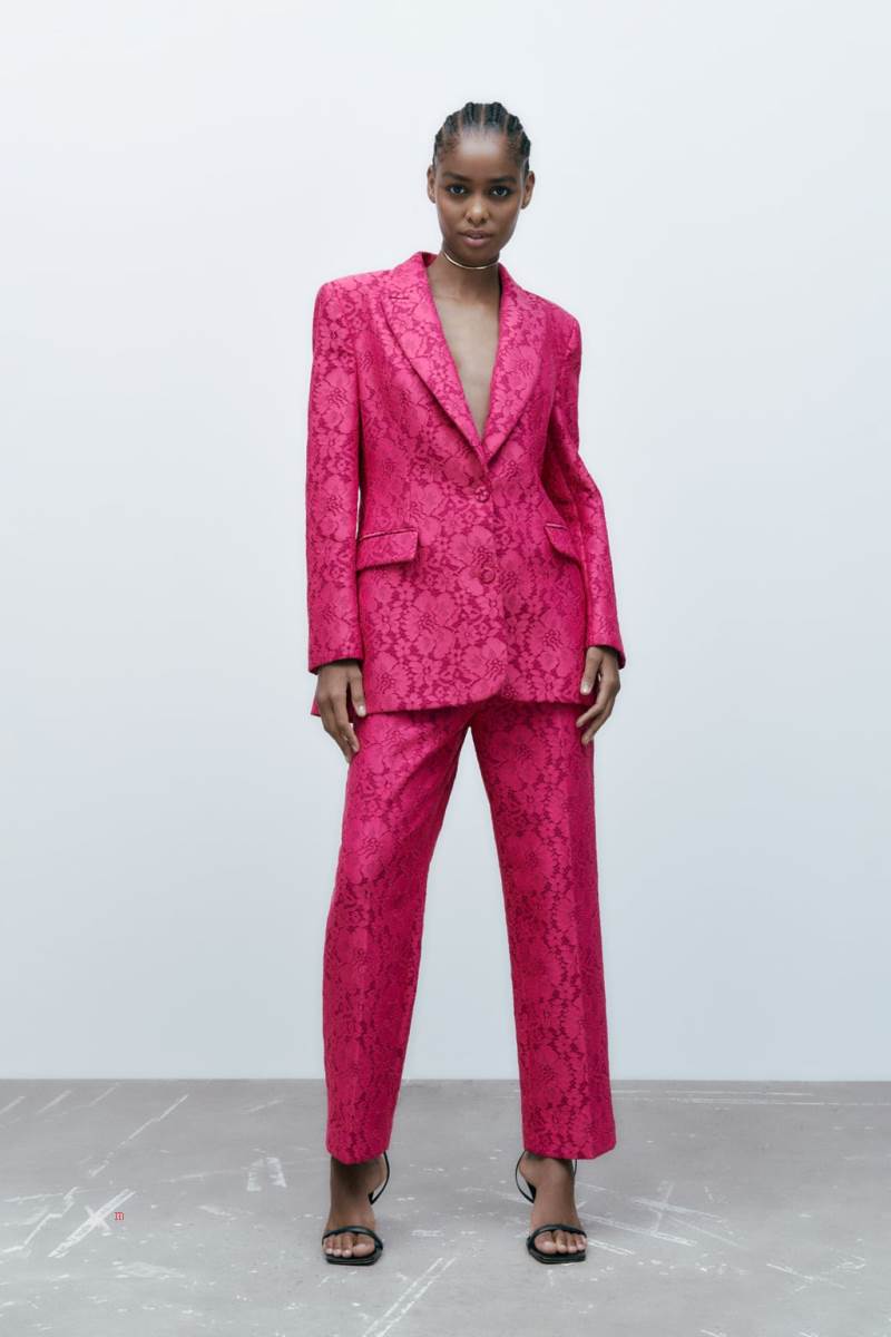 ZARA FITTED LACE Blazers Dam Fuchsia | QDSYG-8452