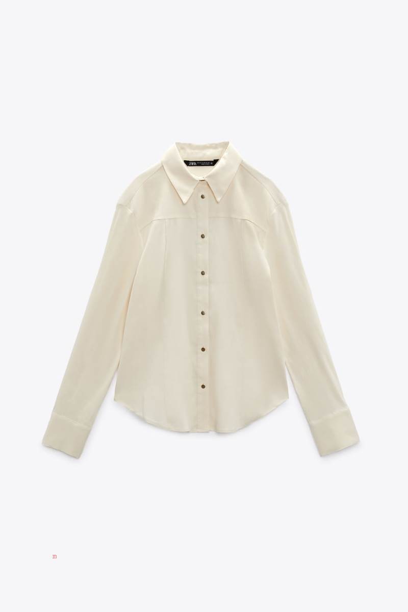 ZARA FITTED WITH GOLDEN BUTTONS Skjorta Dam Grå Vita | BGOPY-6370