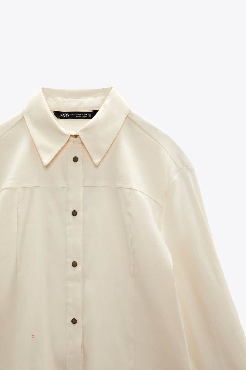 ZARA FITTED WITH GOLDEN BUTTONS Skjorta Dam Grå Vita | BGOPY-6370