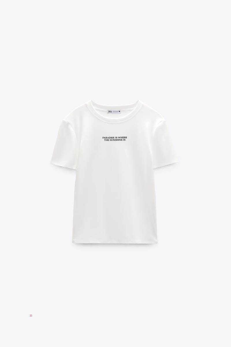 ZARA FITTED WITH SLOGAN T-shirt Dam Vita | VPSHM-7409