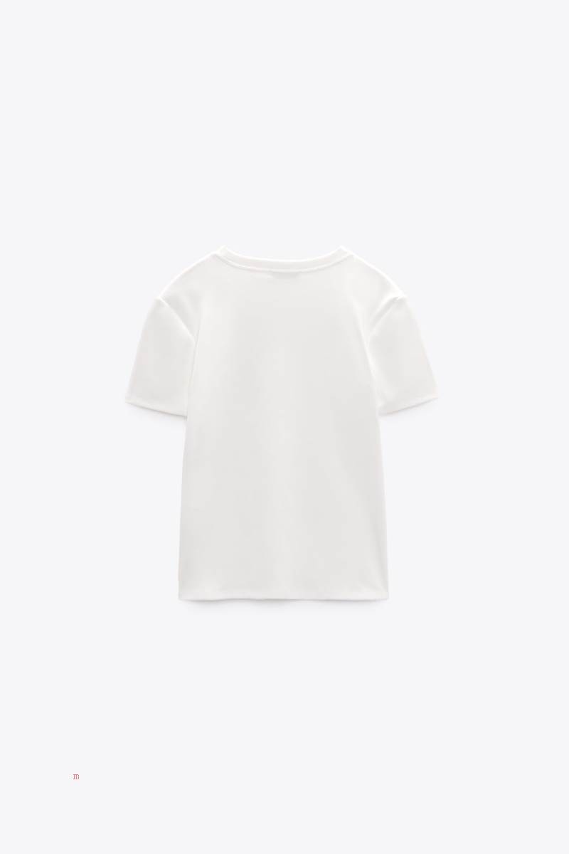 ZARA FITTED WITH SLOGAN T-shirt Dam Vita | VPSHM-7409