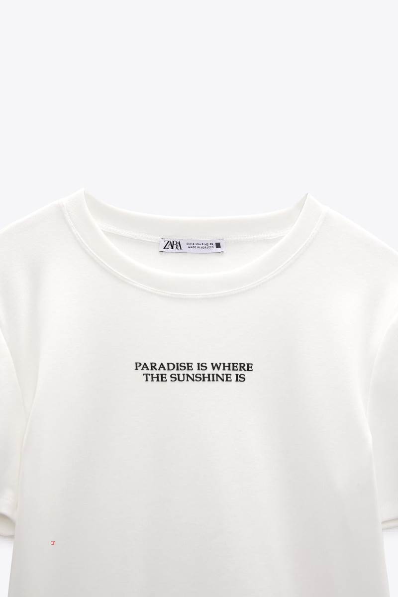 ZARA FITTED WITH SLOGAN T-shirt Dam Vita | VPSHM-7409
