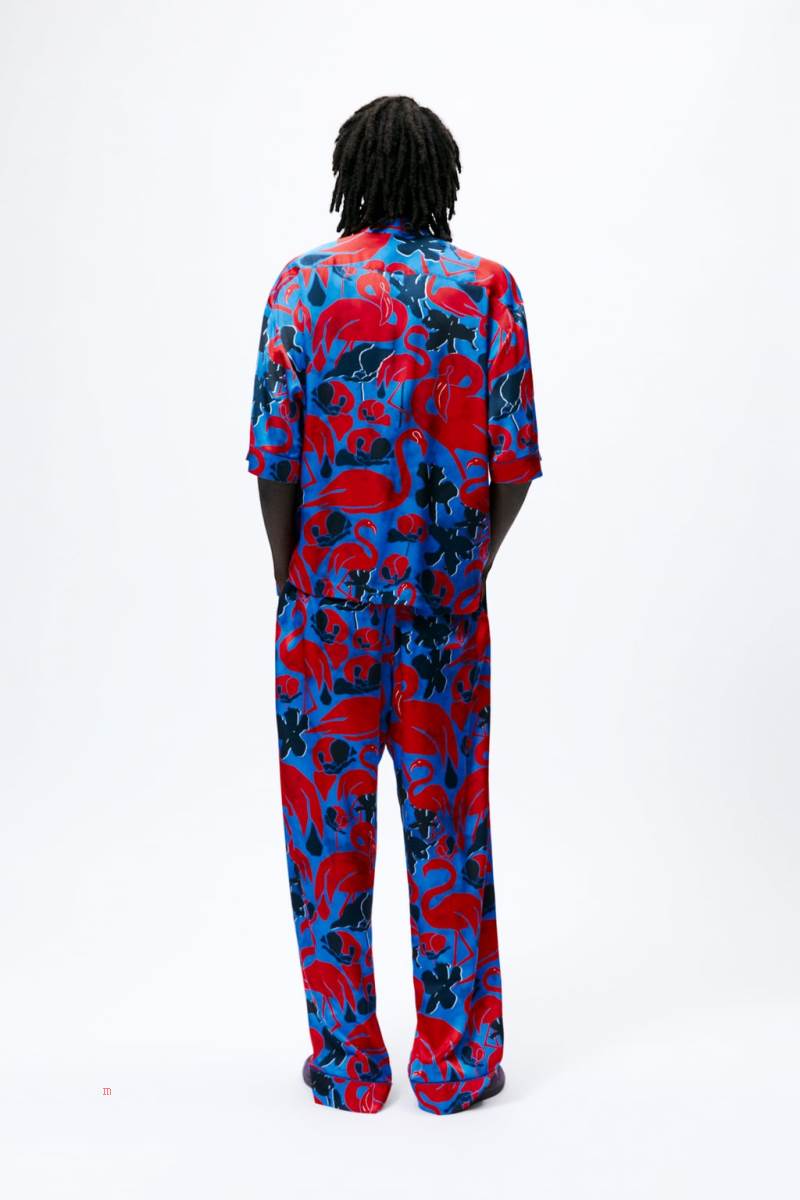 ZARA FLAMINGO PRINT Skjorta Herr Svarta Vita | UHSQP-8651