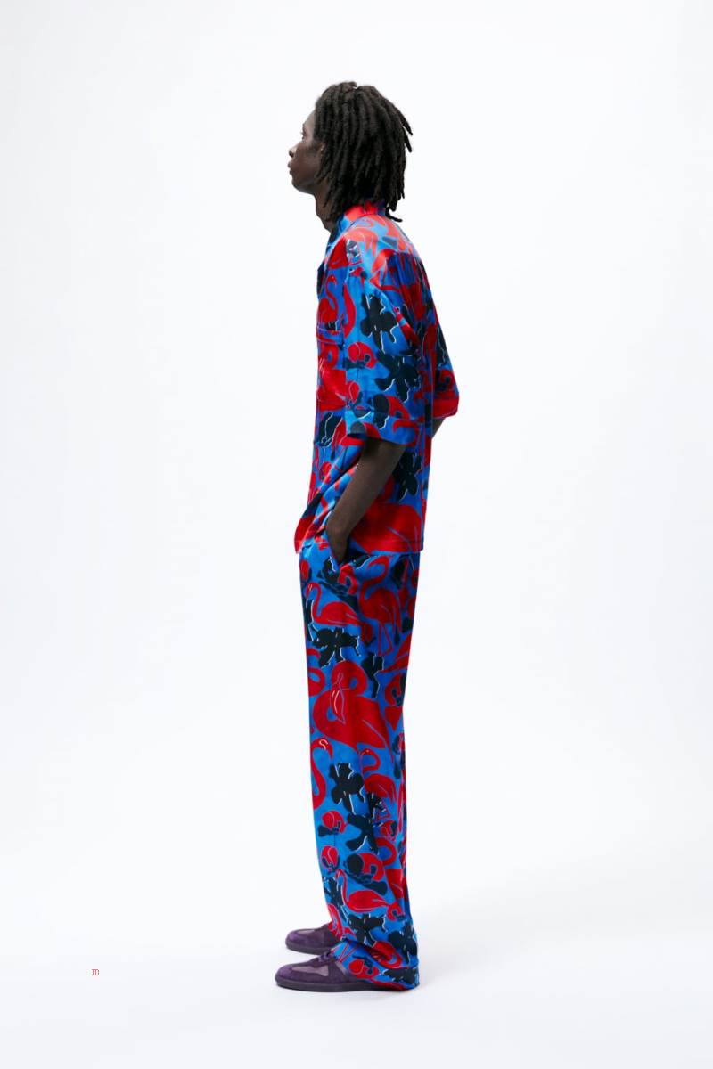 ZARA FLAMINGO PRINT Skjorta Herr Svarta Vita | UHSQP-8651