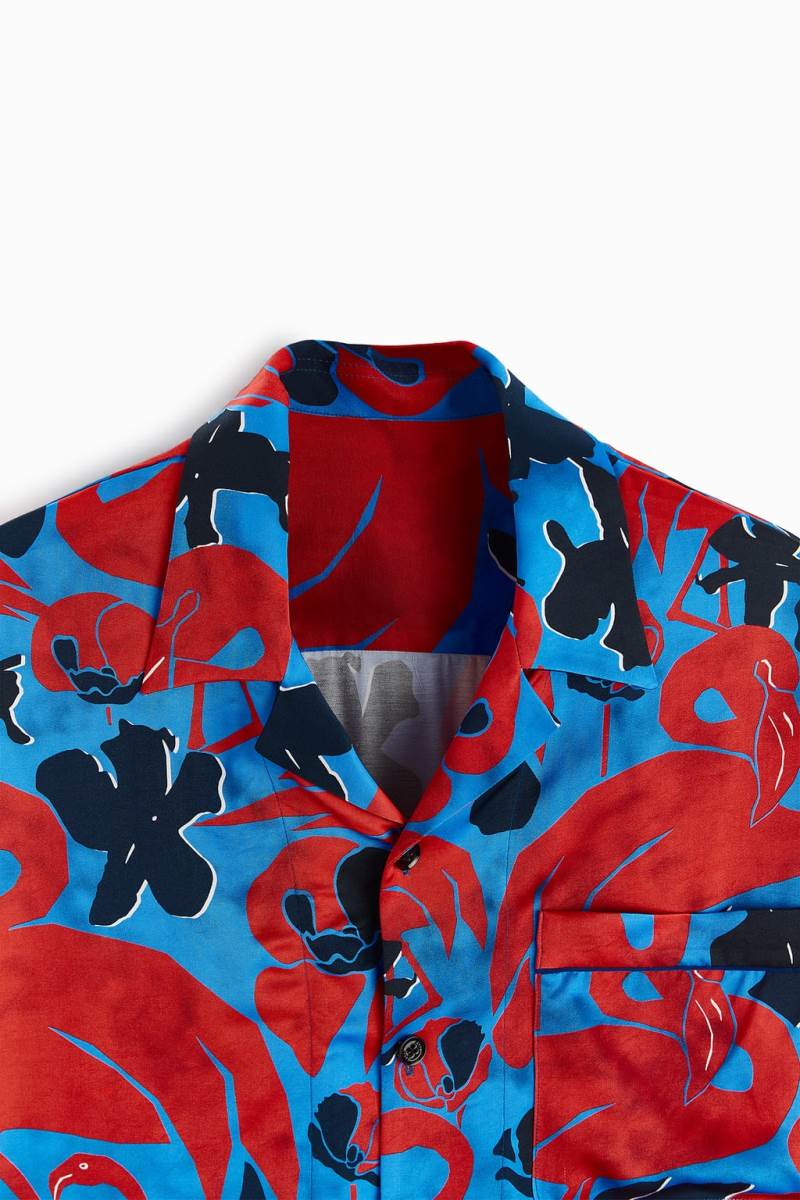 ZARA FLAMINGO PRINT Skjorta Herr Svarta Vita | UHSQP-8651