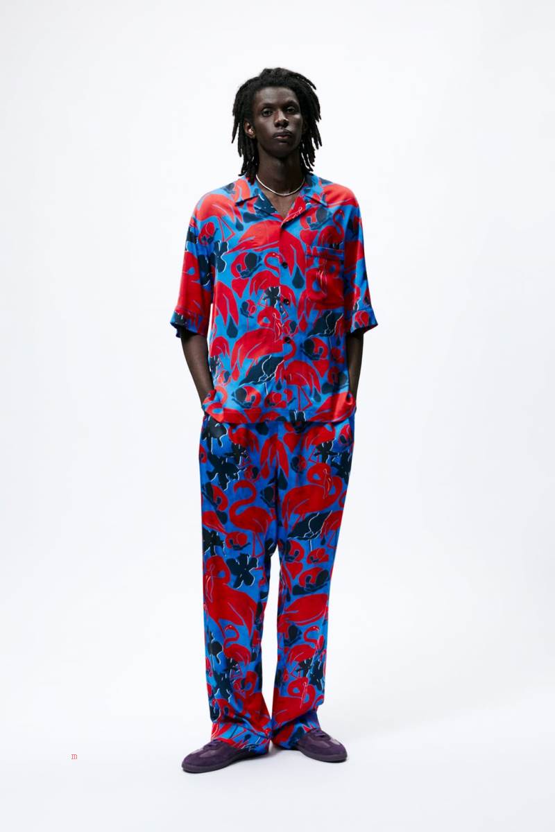 ZARA FLAMINGO PRINT Skjorta Herr Svarta Vita | UHSQP-8651