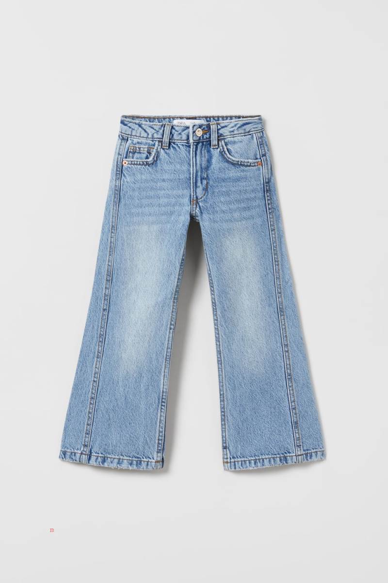 ZARA FLARED FULL-LENGTH Jeans Tjej Blå | RYLQP-7143