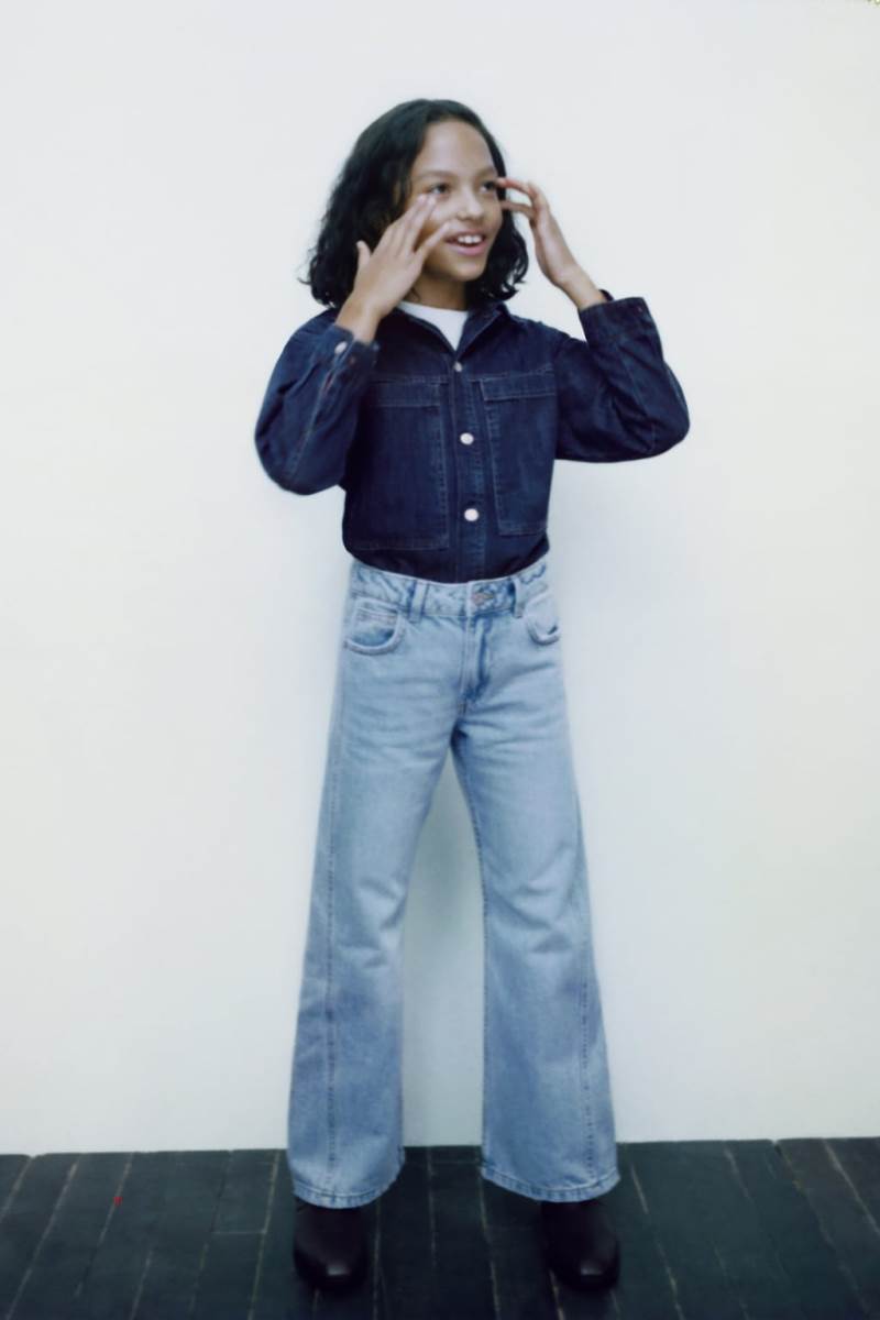 ZARA FLARED FULL-LENGTH Jeans Tjej Blå | RYLQP-7143