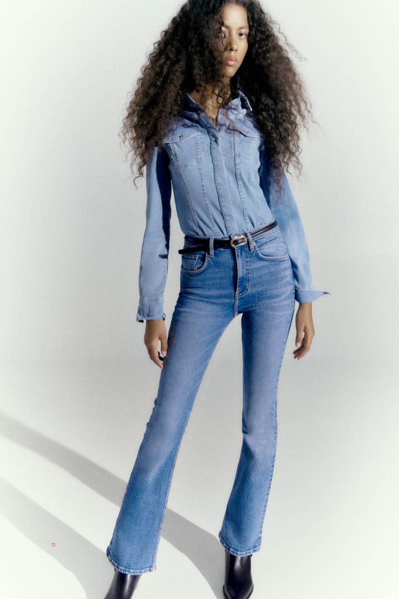 ZARA FLARED FULL-LENGTH TRF Jeans Dam Blå | ETGSX-0569