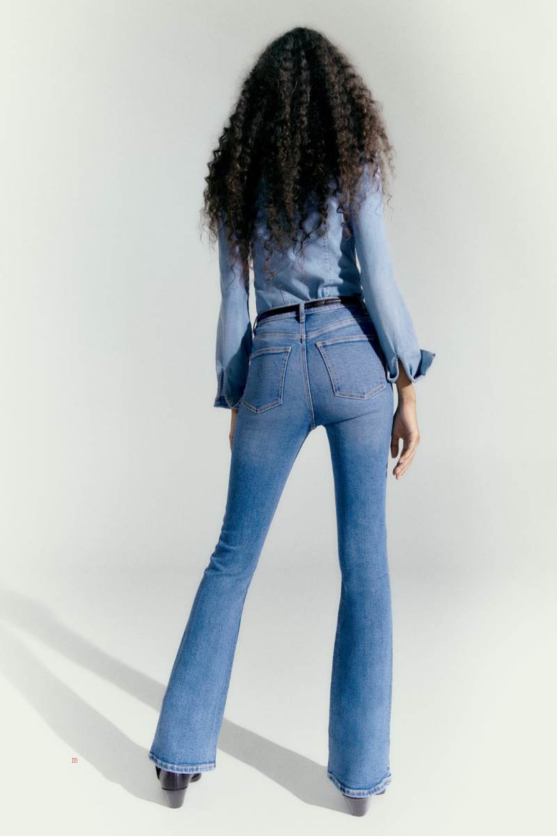 ZARA FLARED FULL-LENGTH TRF Jeans Dam Blå | ETGSX-0569