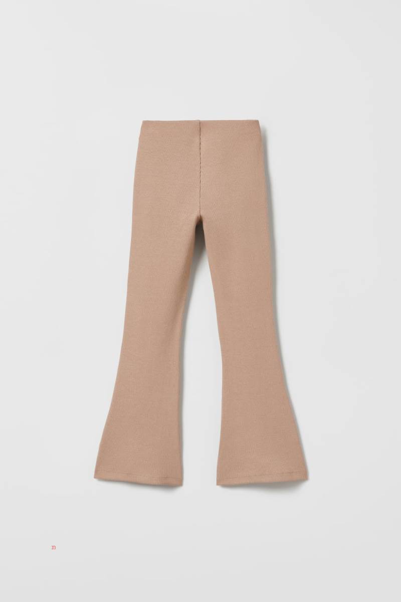 ZARA FLARED RIBBED Leggings Tjej Beige | UQXOP-9874