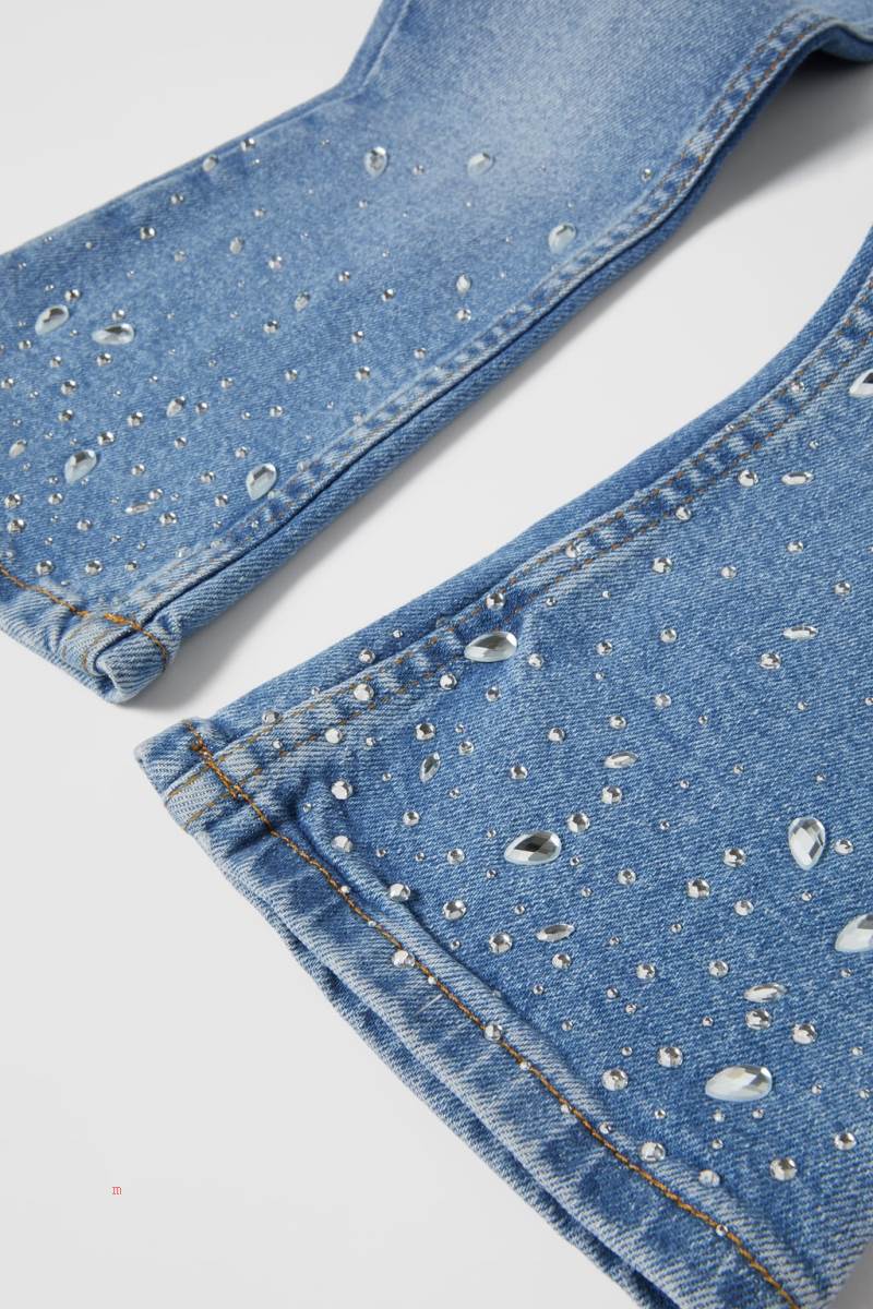 ZARA FLARED WITH RHINESTONES Jeans Tjej Blå | NJIDT-2671