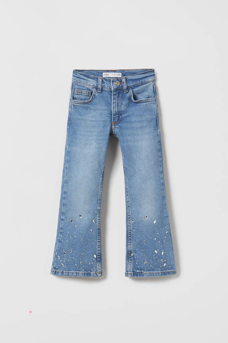 ZARA FLARED WITH RHINESTONES Jeans Tjej Blå | NJIDT-2671