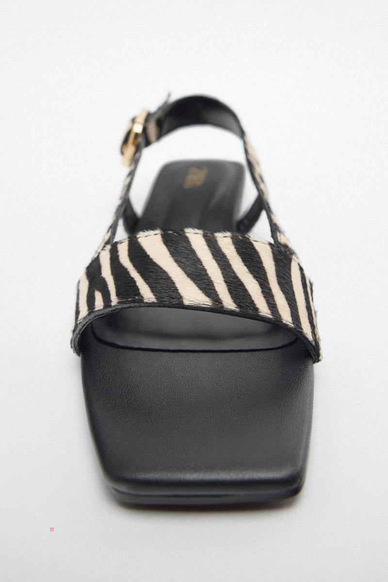 ZARA FLAT ANIMAL PRINT SLIDER Sandaler Dam Indigo | GARZW-0713