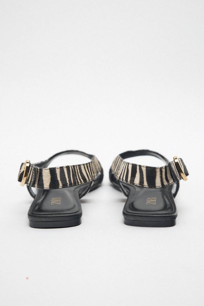 ZARA FLAT ANIMAL PRINT SLIDER Sandaler Dam Indigo | GARZW-0713
