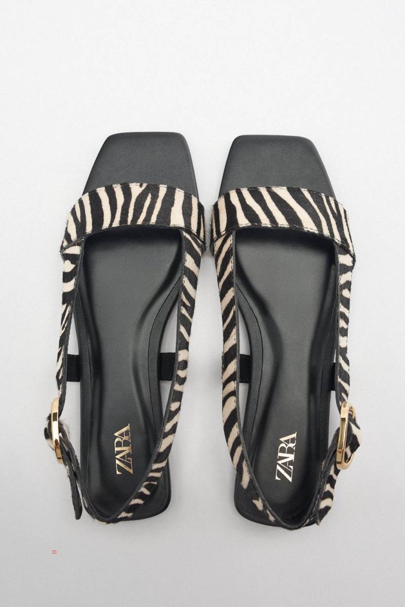 ZARA FLAT ANIMAL PRINT SLIDER Sandaler Dam Indigo | GARZW-0713