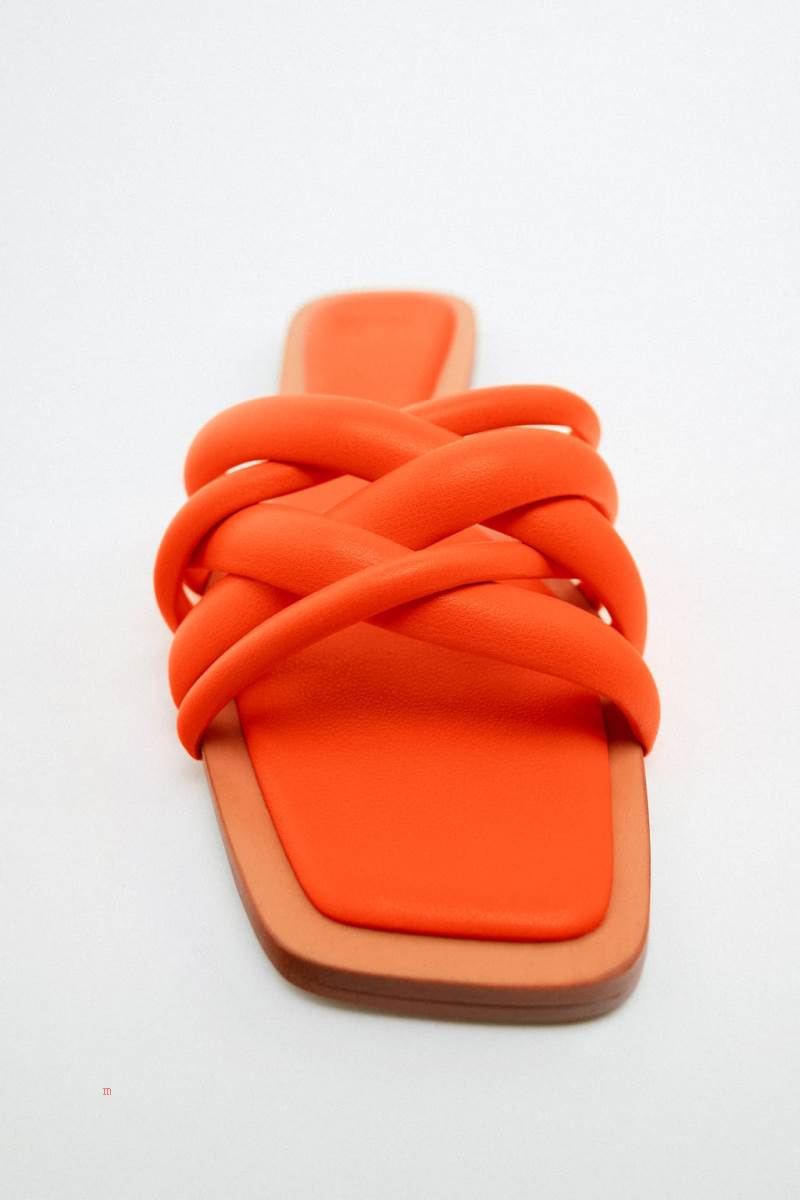 ZARA FLAT STRAPPY SLIDER Sandaler Dam Orange | YZJQG-6943