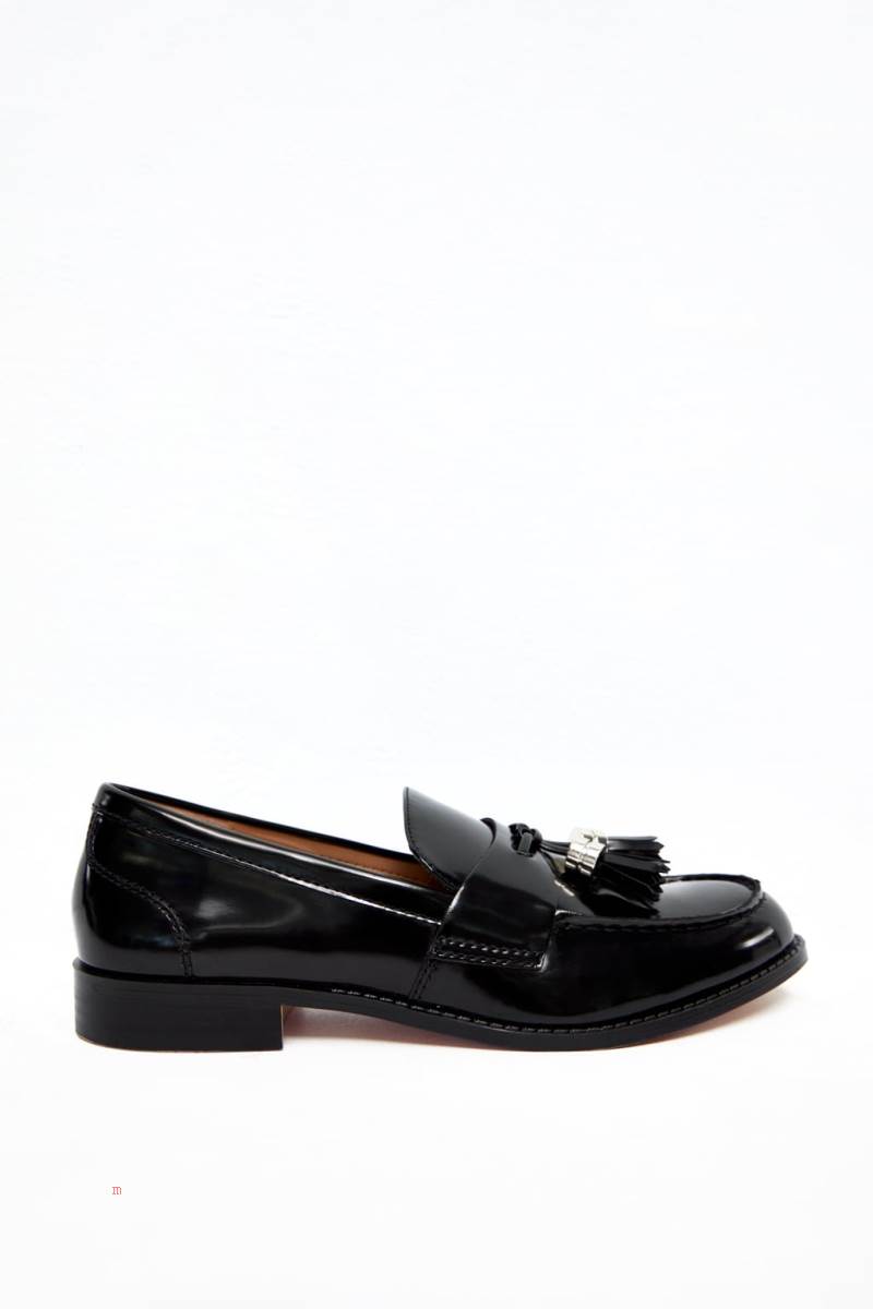 ZARA FLAT WITH TASSELS Loafers Dam Svarta | QJCDS-0162
