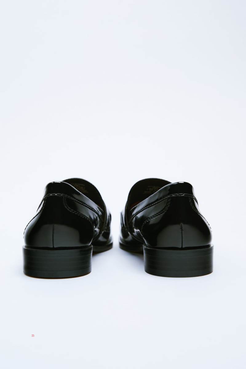 ZARA FLAT WITH TASSELS Loafers Dam Svarta | QJCDS-0162